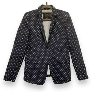 I. Crew Regent Blazer Navy Blue Polka Dot Linen
